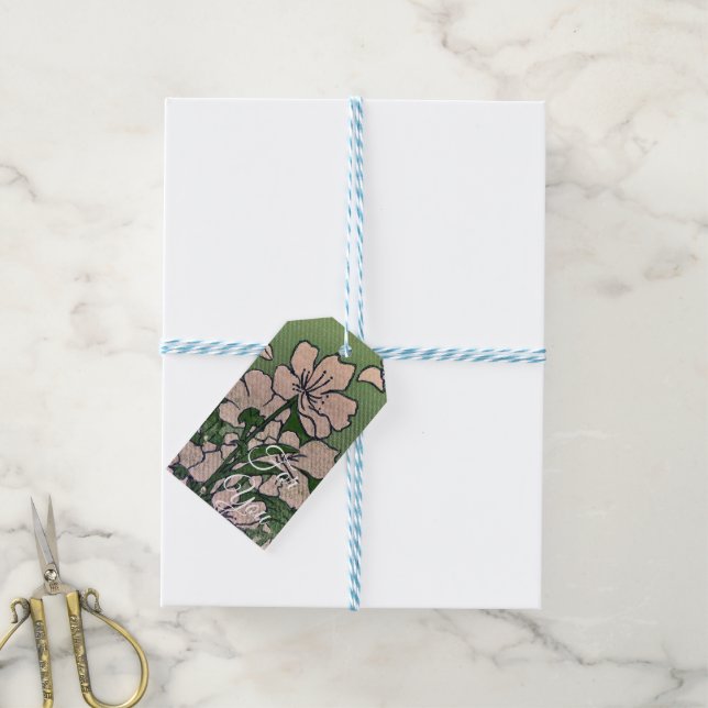 Pink Blossom Cascade  Gift Tags (With Twine)