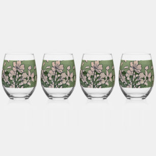 Pink Blossom Cascade Stemless Wine Glass