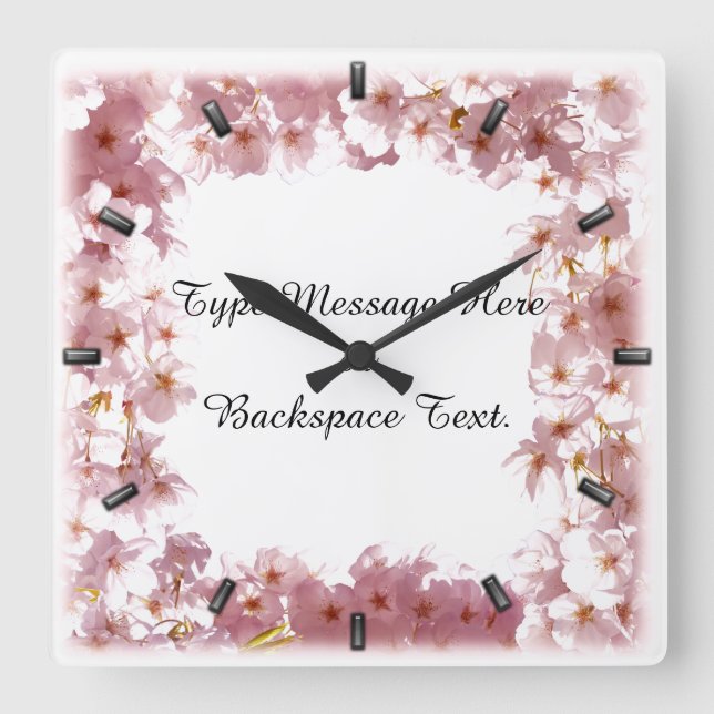 Pink Blossom Clock Cherry Blossoms Wall Clocks (Front)