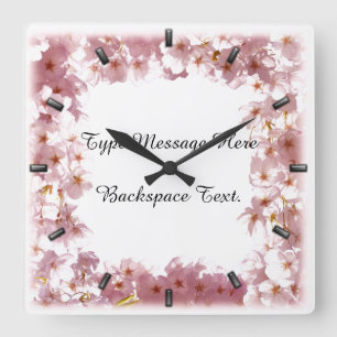 Pink Blossom Clock Cherry Blossoms Wall Clocks