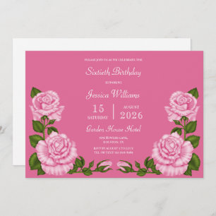 Pink Blossom Decoration 60th Birthday Invitation