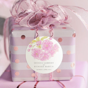 Pink blossom double flower wedding sticker