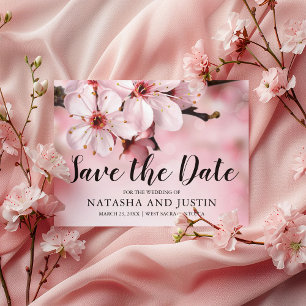Pink Blossom Floral Wedding Save the Date Postcard