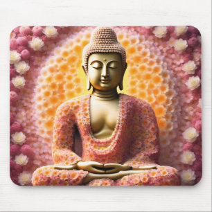 Pink Blossom Flower Buddha Meditating Mouse Mat