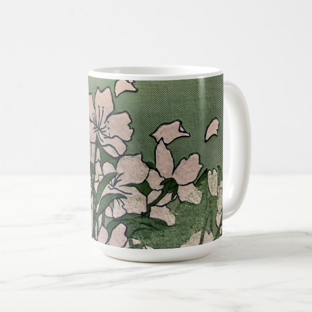 Pink Blossom Green Coffee Mug (Front Right)