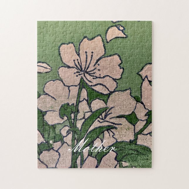 Pink Blossom Green Jigsaw Puzzle (Vertical)