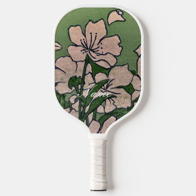 Pink Blossom Green  Pickleball Paddle (Front)