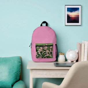 Pink Blossom Green    Printed Backpack