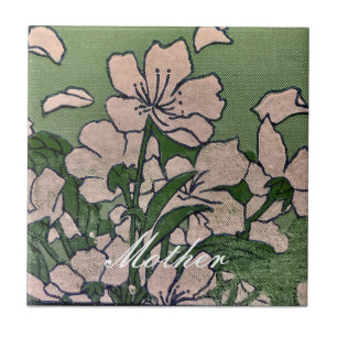 Pink Blossom Green Tile