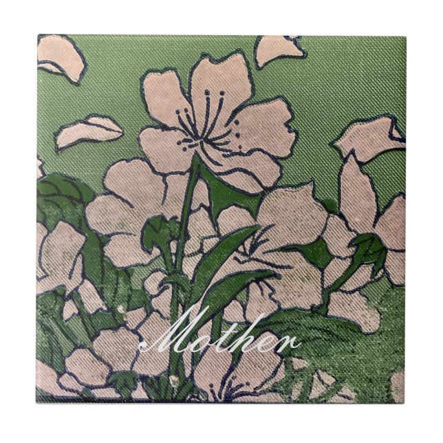 Pink Blossom Green Tile (Front)