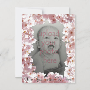 Pink Blossom Invitations Personalised RSVP Cards