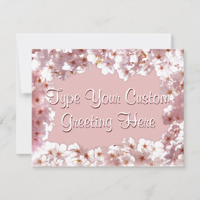 Pink Blossom Invitations Personalised RSVP Cards (Front)