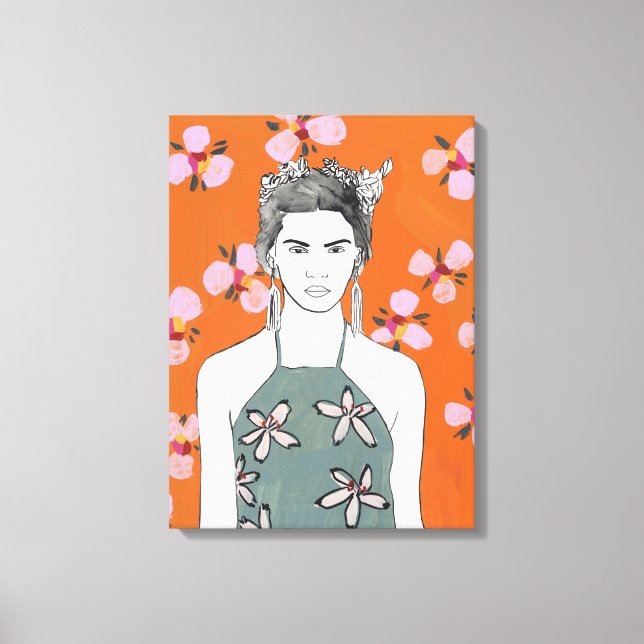 Pink Blossom Lady - Orange Canvas Print (Front)