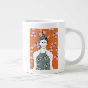 Pink Blossom Lady - Orange Large Coffee Mug