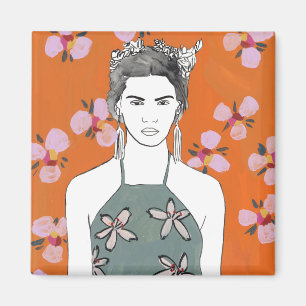 Pink Blossom Lady - Orange Magnet