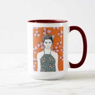 Pink Blossom Lady - Orange Mug