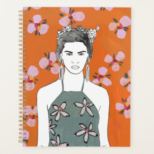 Pink Blossom Lady - Orange Planner