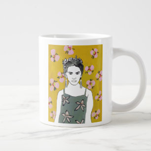 Pink Blossom Lady - Yellow Large Coffee Mug