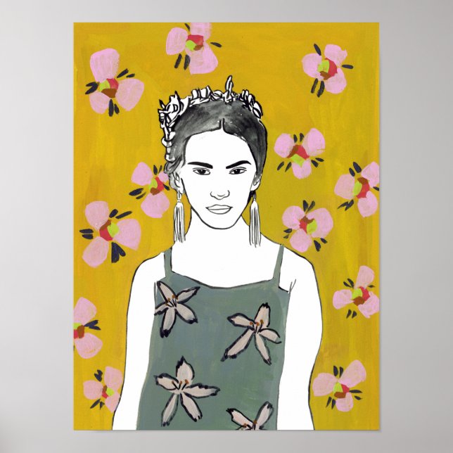 Pink Blossom Lady - Yellow Poster (Front)