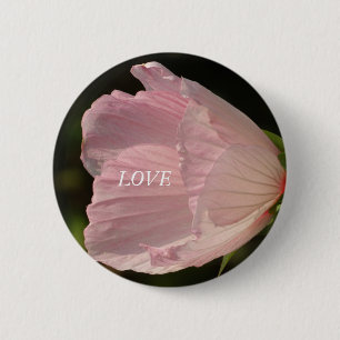Pink Blossom LOVE Photo Round Badge