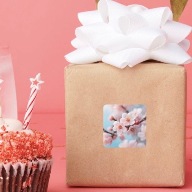 Pink Blossom Magic Square Sticker (Decorate your gifts or envelopes with this beautiful floral sticker. 
)