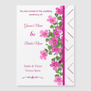 Pink Blossom Minimalist Wedding Magnetic Invitation