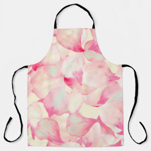 Pink Blossom Nature. Black Watercolor Nature. Red  Apron