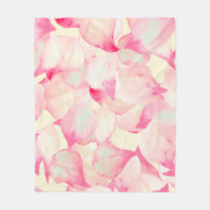 Pink Blossom Nature. Black Watercolor Nature. Red Fleece Blanket