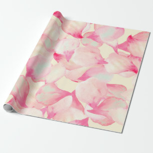 Pink Blossom Nature. Black Watercolor Nature. Red Wrapping Paper