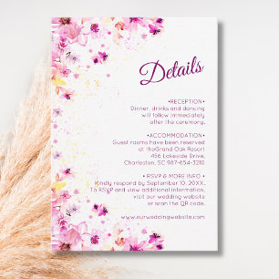 Pink Blossom Peony Rose Romance Wedding Details Enclosure Card