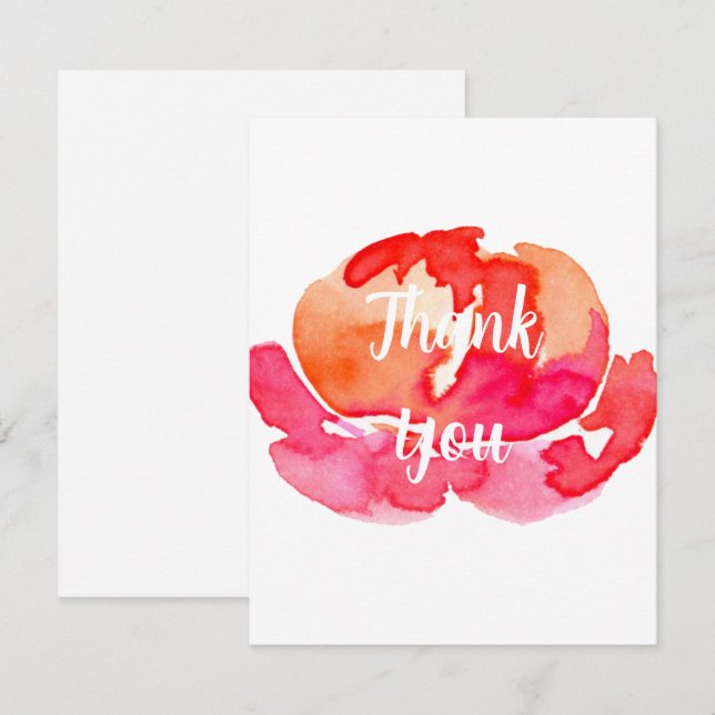 Pink Blossom Personalised Script White Thank You Card (Front/Back)