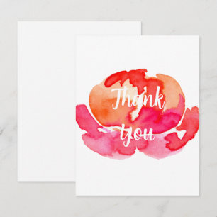 Pink Blossom Personalised Script White Thank You Card