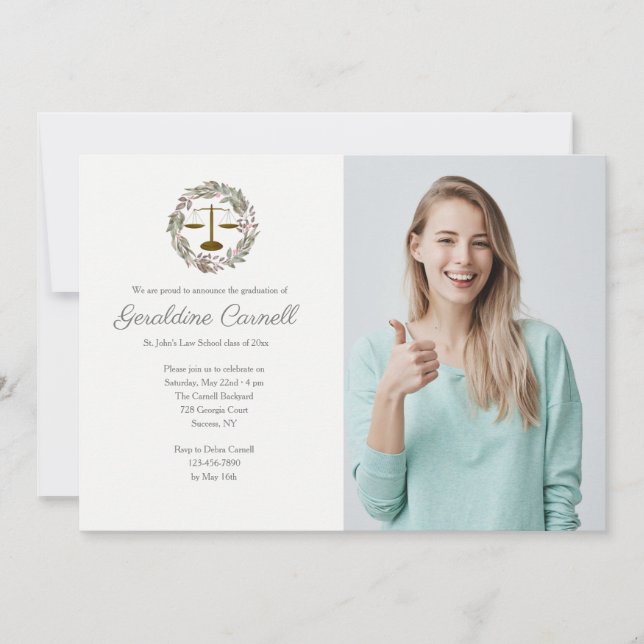 Pink Blossom Photo Wreath Invitation (Front)