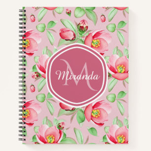 Pink Blossom Sage Monogram Name Notebook