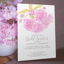 Pink blossom spring floral bridal luncheon shower