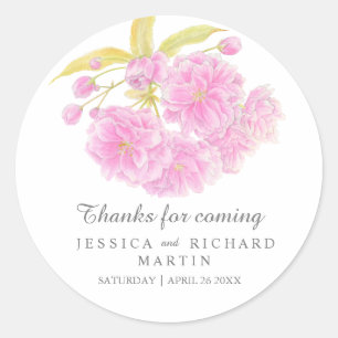 Pink blossom spring thank you wedding sticker