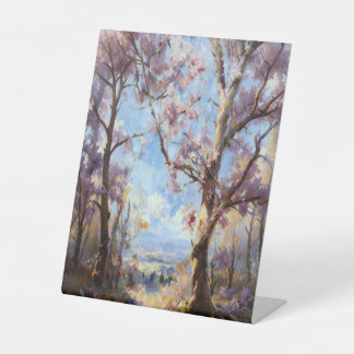 Pink Blossom Tree Wall Decor Pedestal Sign