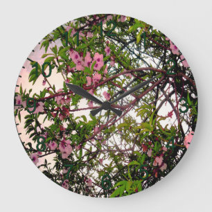 Pink Blossom Tree Watercolour, Wall Clock