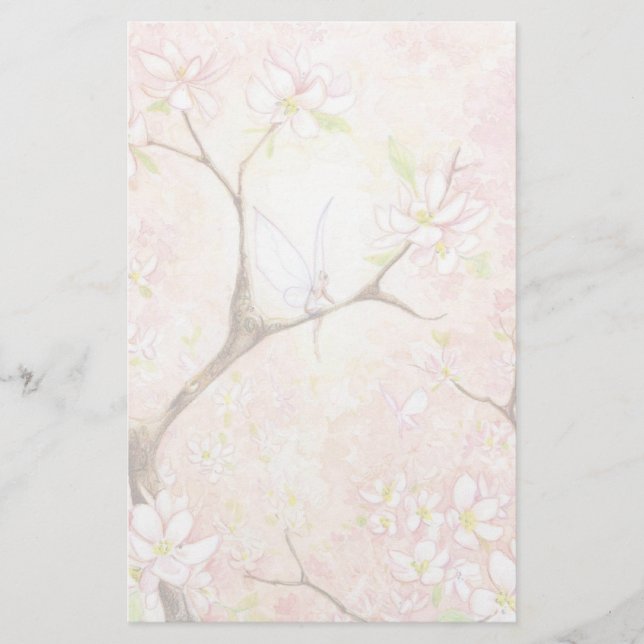 "Pink Blossom View" Stationery (Front)
