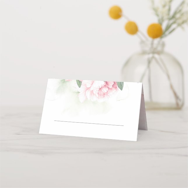 Pink Blossom Vintage Wedding Place Card (Front)