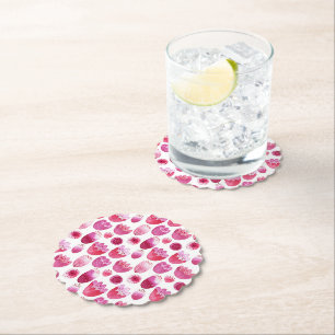 Pink Blossom Watercolor Flower Paper Coaster