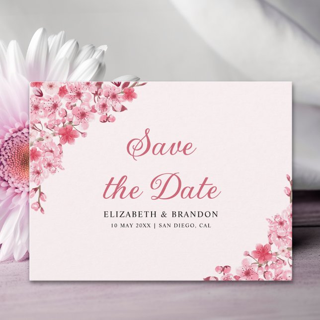 Pink Blossom Wedding – Elegant Sakura Flowers Postcard (Creator Uploaded)