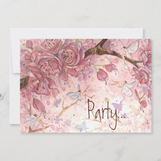 "Pink Blossom Wisps" Invitation (Front)