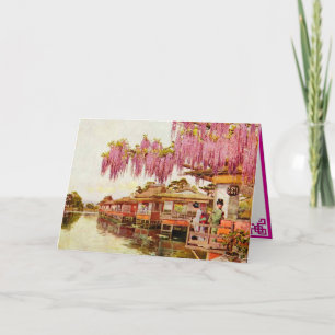 Pink Blossoms and Geishas Card
