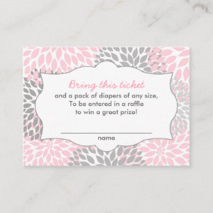 Pink Blossoms Baby Shower Diaper Raffle Tickets Enclosure Card