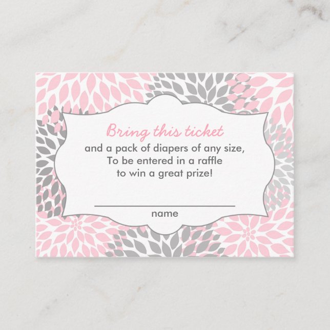 Pink Blossoms Baby Shower Diaper Raffle Tickets Enclosure Card (Front)