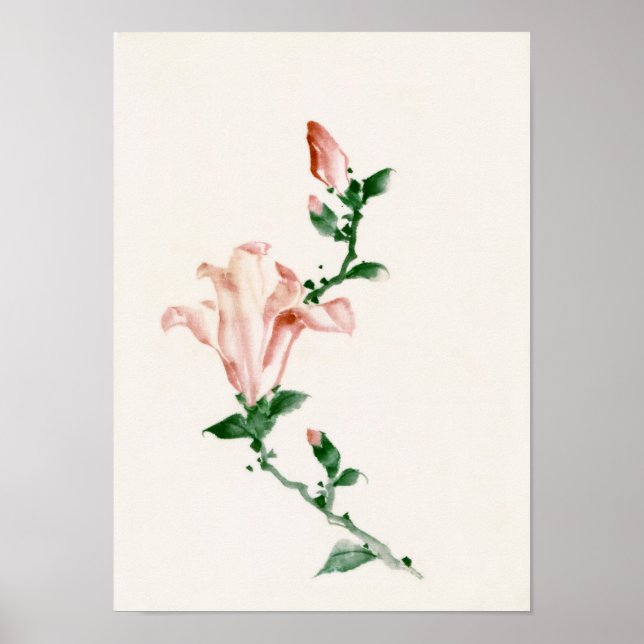 Pink Blossoms, Hokusai Japanese Fine Art Poster (Front)