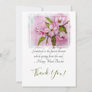 Pink Blossoms in Watercolor Thank You Card