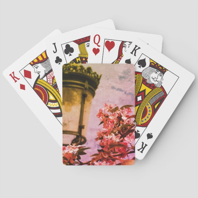 Pink Blossoms, Lamp Photography  Playing Cards (Back)