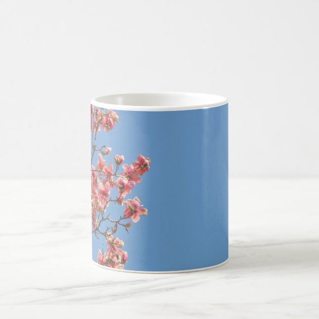 Pink blossoms on Mug, customise with text Coffee Mug (Center)